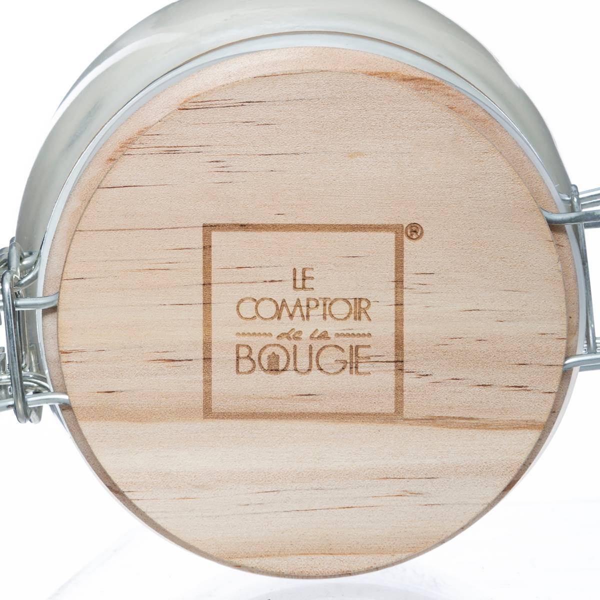 Bougie parfumée en bocal verre à couvercle bois ASNA multicolore, ATMOSPHERA