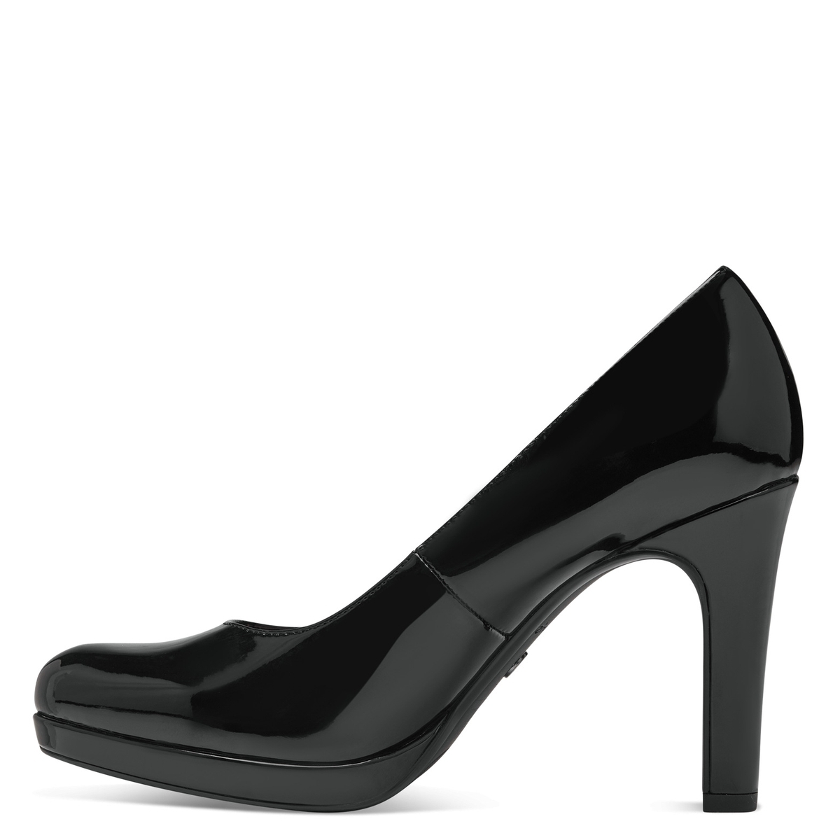Escarpin talon bloc noir laque, TAMARIS