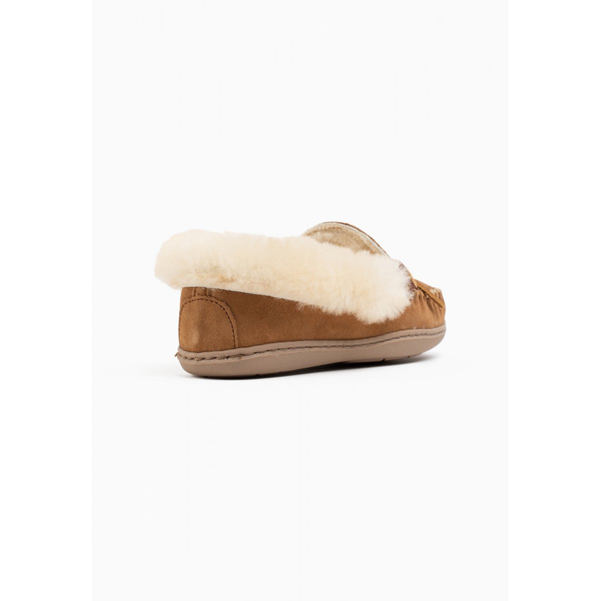 Mocassins montants en cuir suede et laine ALPINE SHEEPSKIN marron clair, MINNETONKA