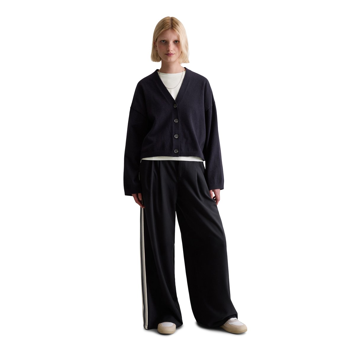 Cardigan col V relaxed en Soft Cotton Stretch bleu foncé, MARC O’POLO DENIM