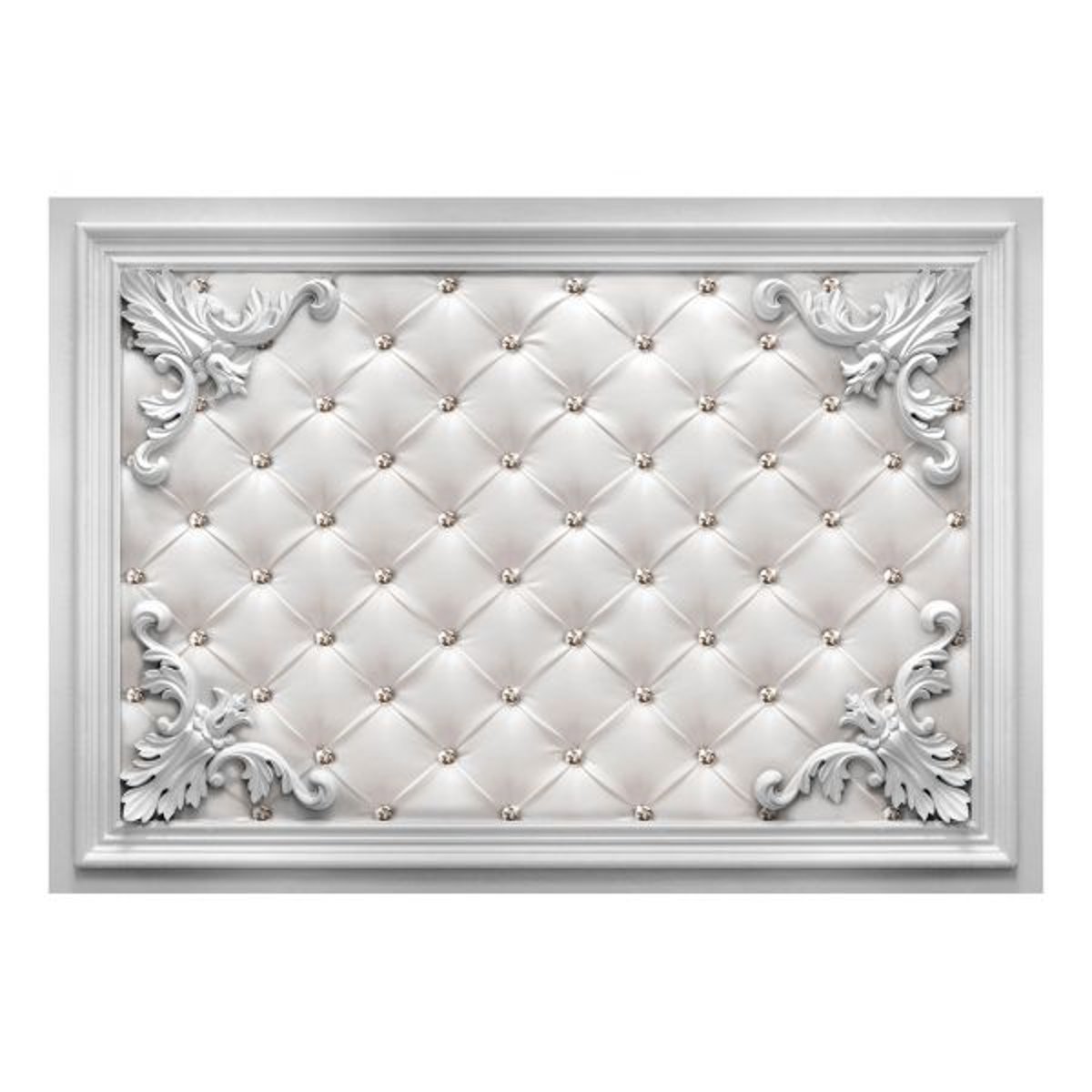 Papier peint intissé panoramique Quilted Leather gris / argent, EDEN