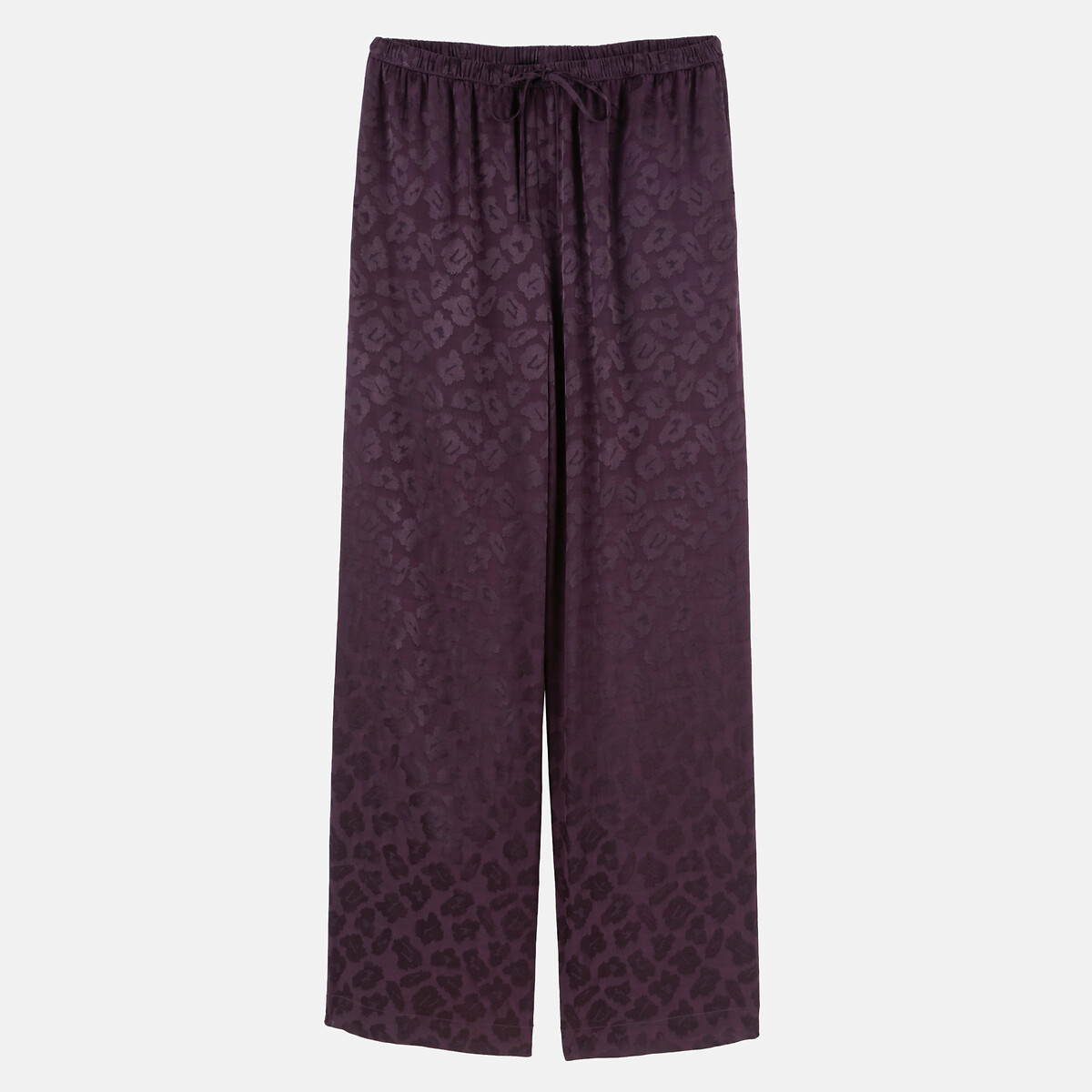 Pantalon large, taille élastiquée, en satin jacquard motif léopard violet, LA REDOUTE COLLECTIONS