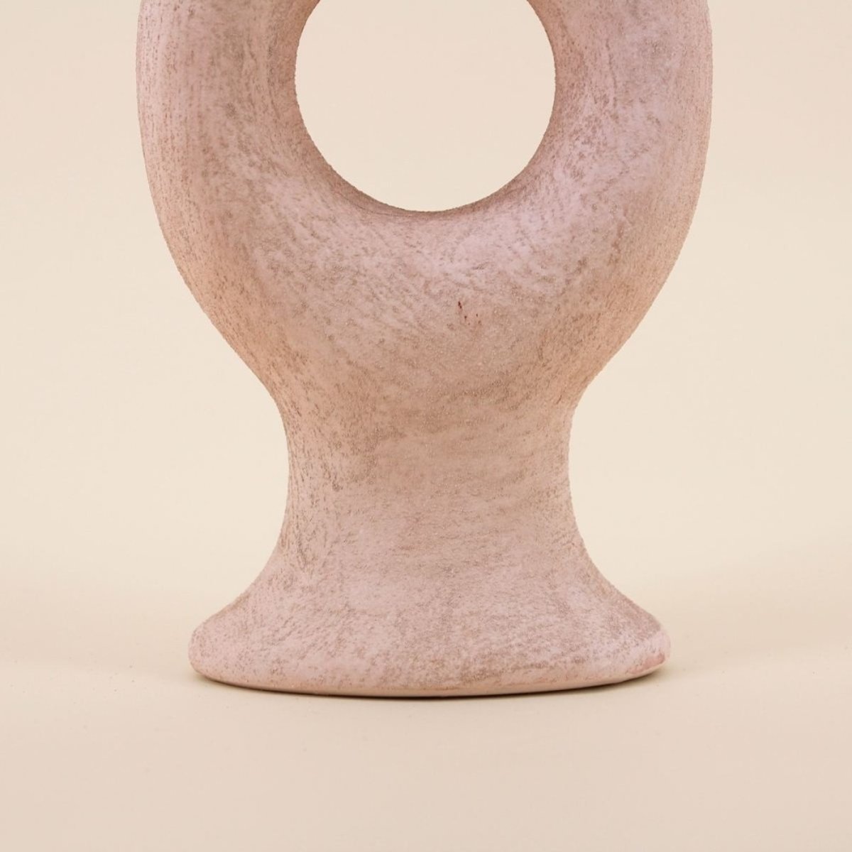 Bougeoir donuts en grès sable 45cm beige, ORNAMI