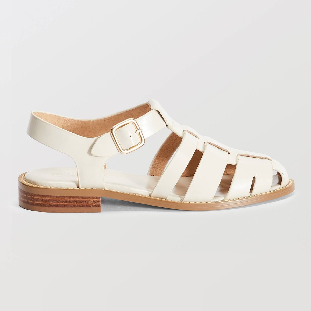 Sandales en cuir ecru, MONOPRIX