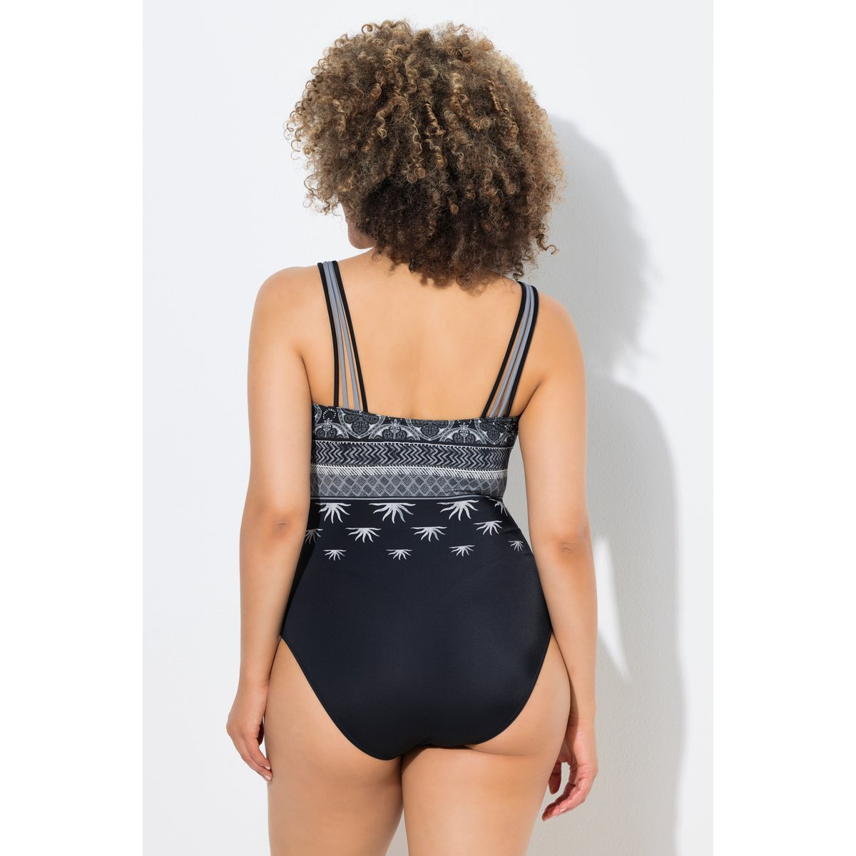 Maillot de bain à motifs, bonnets souples noir, ULLA POPKEN