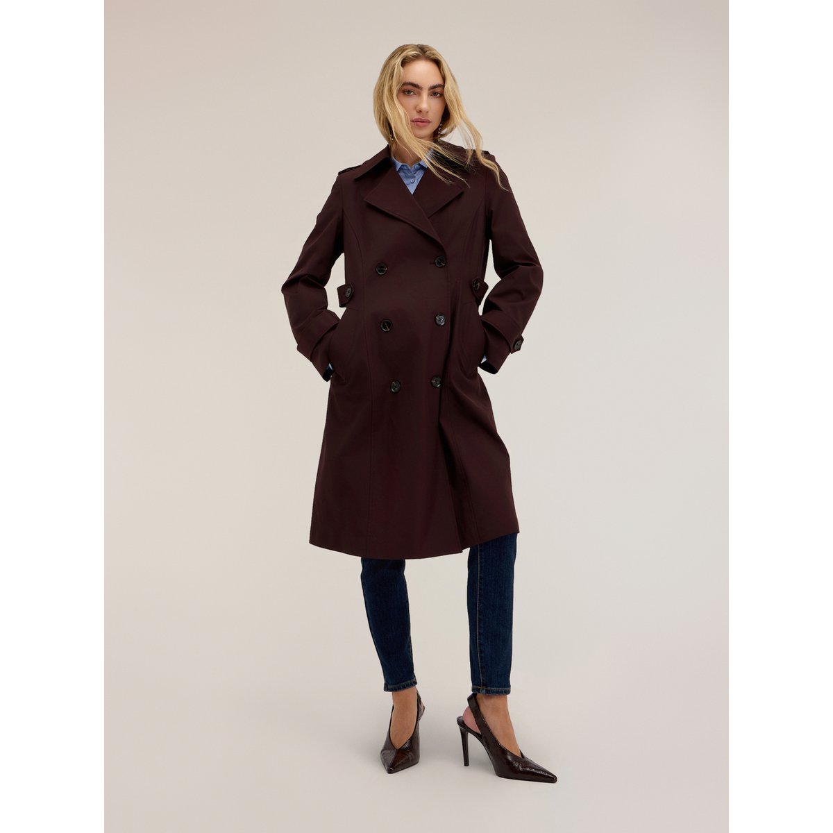 Trench-coat croisé marron, MOTIVI