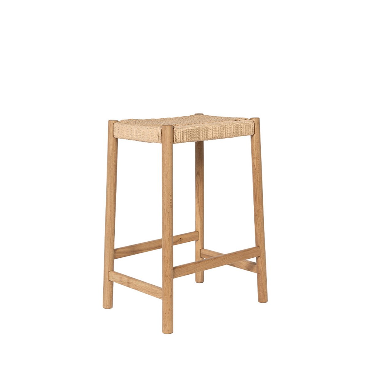 Tabouret de bar en corde tressée et bois H65cm- PAOLO bois clair, DRAWER