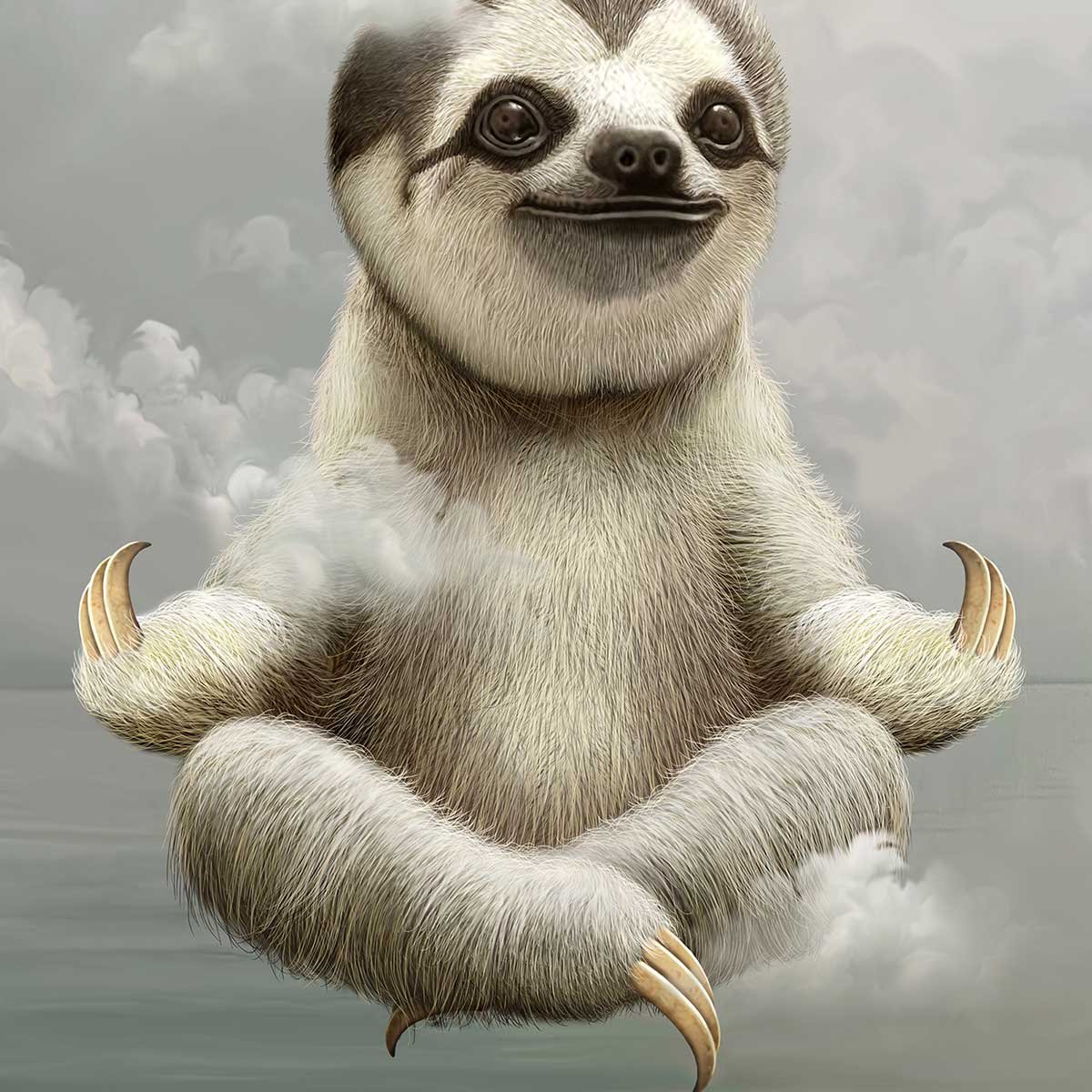 Affiche enfant paresseux méditant affiche seule, HEXOA