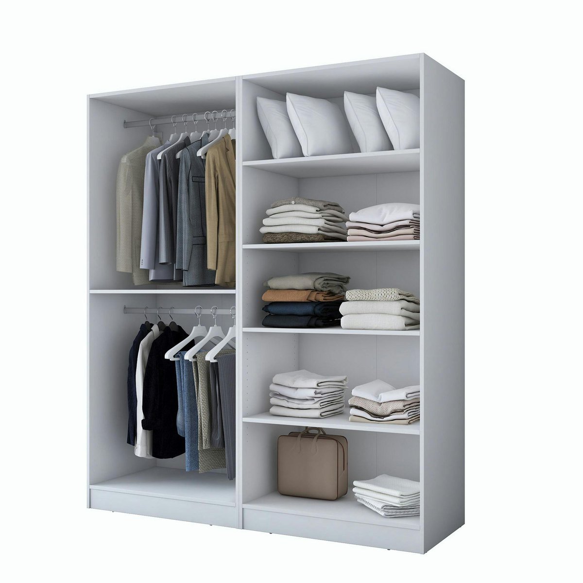 Armoire penderie blanche 4 portes poignées verticales BYRON blanc, PIER IMPORT