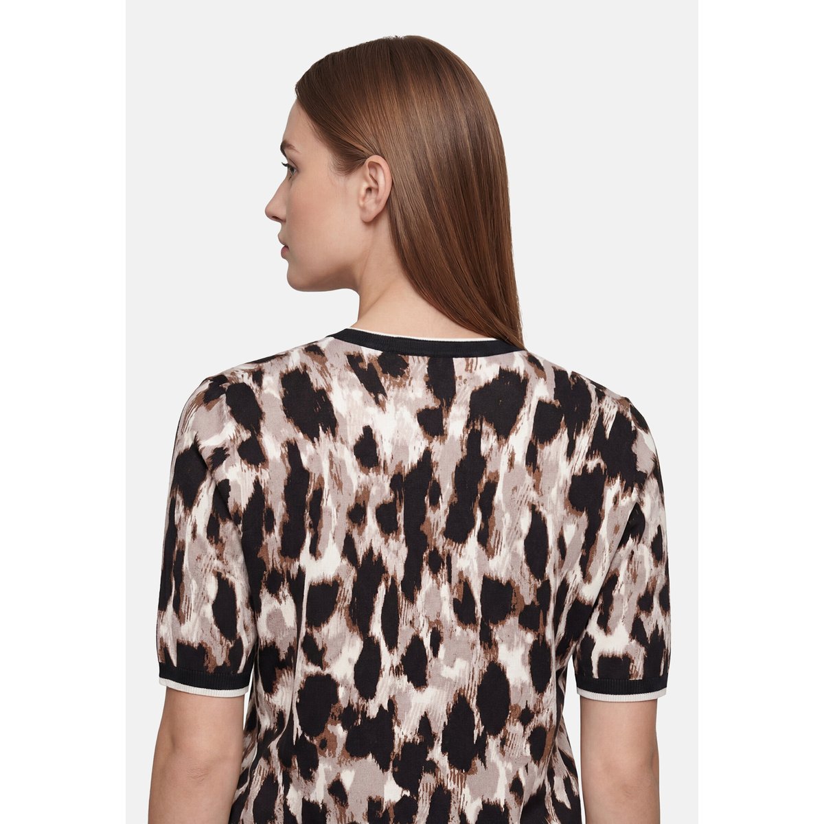 Pull-over en maille manches courtes beige/noir, BETTY BARCLAY