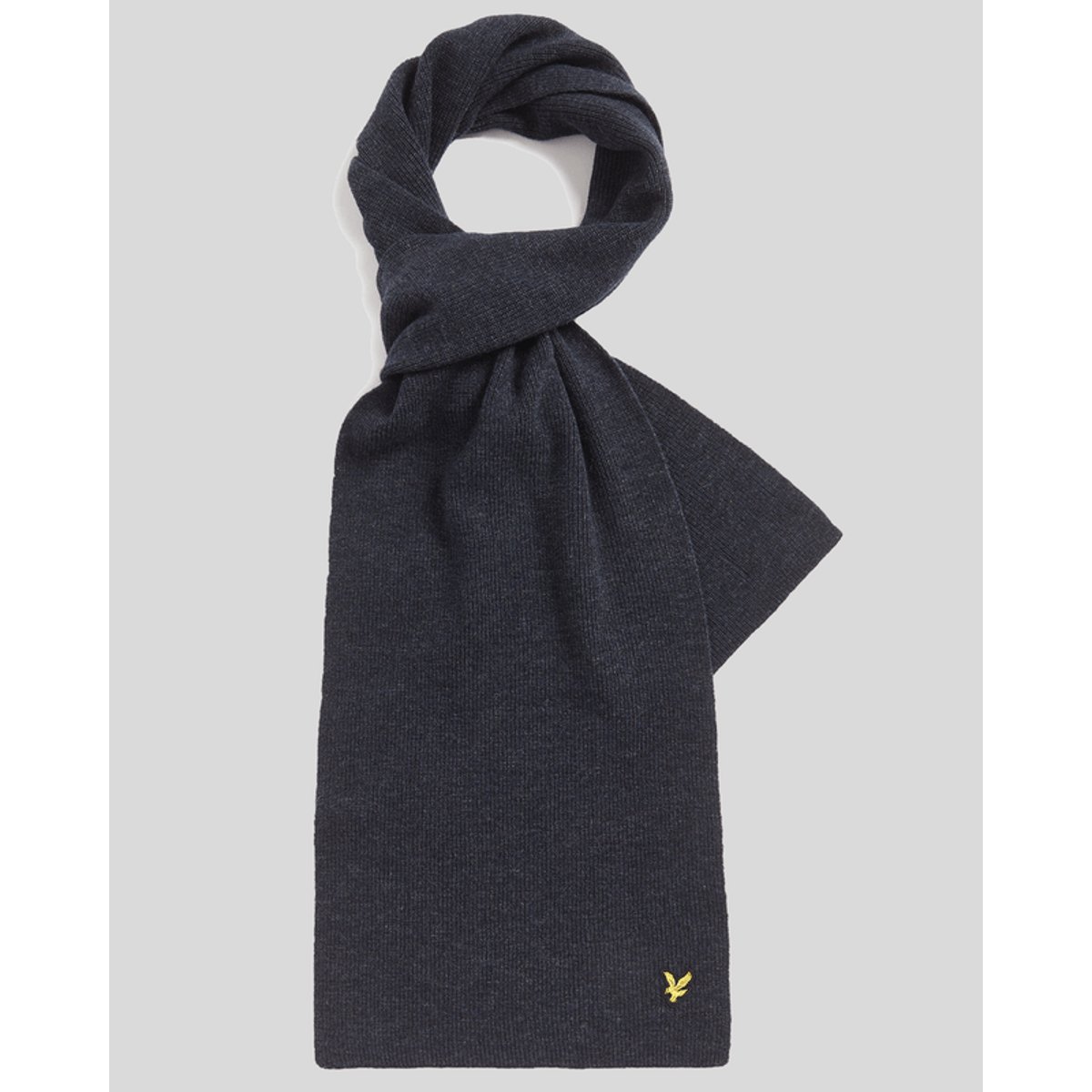 Écharpe en mélange de laine côtelé bleu foncé marine chiné, LYLE & SCOTT