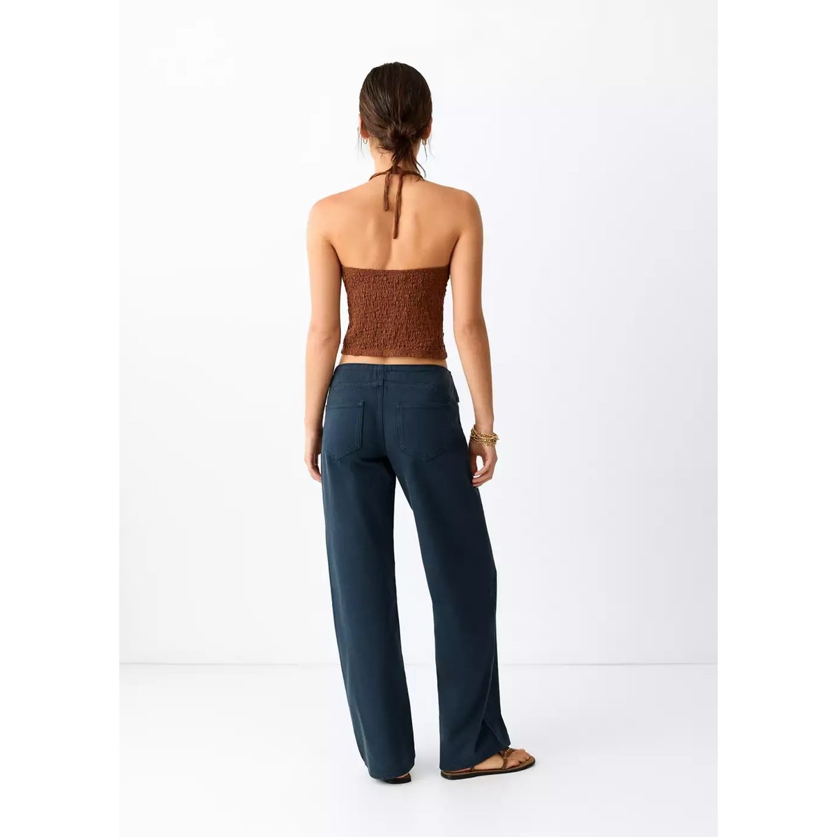 Jean low waist nœud gris anthracite, MANGO TEEN