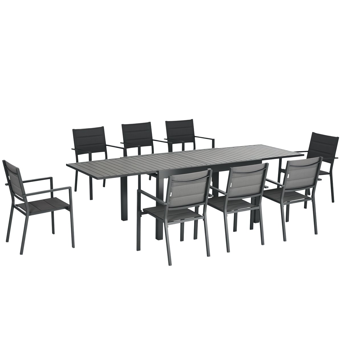 Ensemble de jardin 8 personnes noir, OUTSUNNY