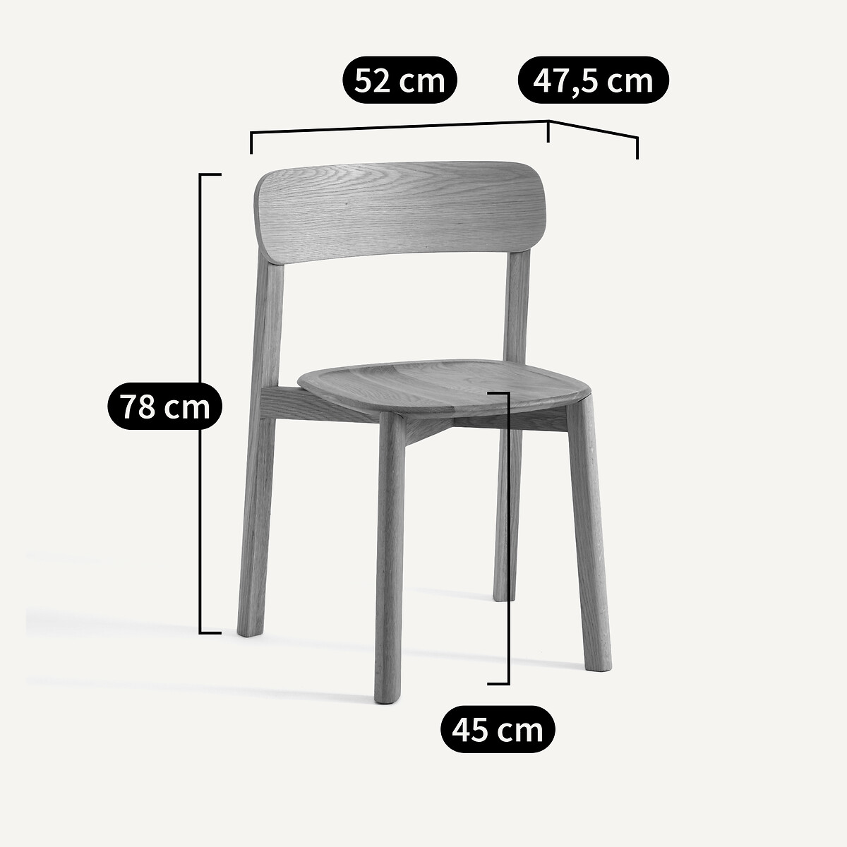 Chaise empilable, en chêne et plaqué, BATIGNOLLES chêne naturel, EMMANUEL GALLINA X AM.PM