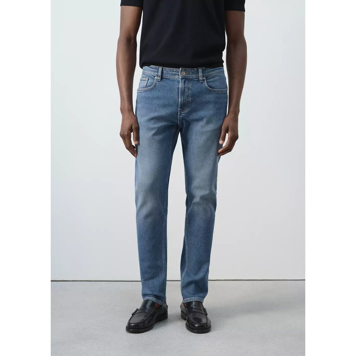 Jean Jan slim fit bleu moyen, MANGO MAN