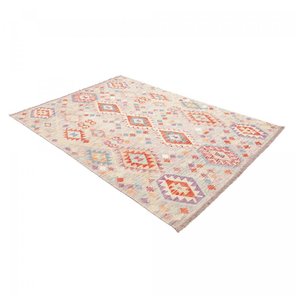 Tapis kilim au motif ethnique, tissé plat en laine, KILIM 42 multicolore, rouge, violet, UN AMOUR DE TAPIS