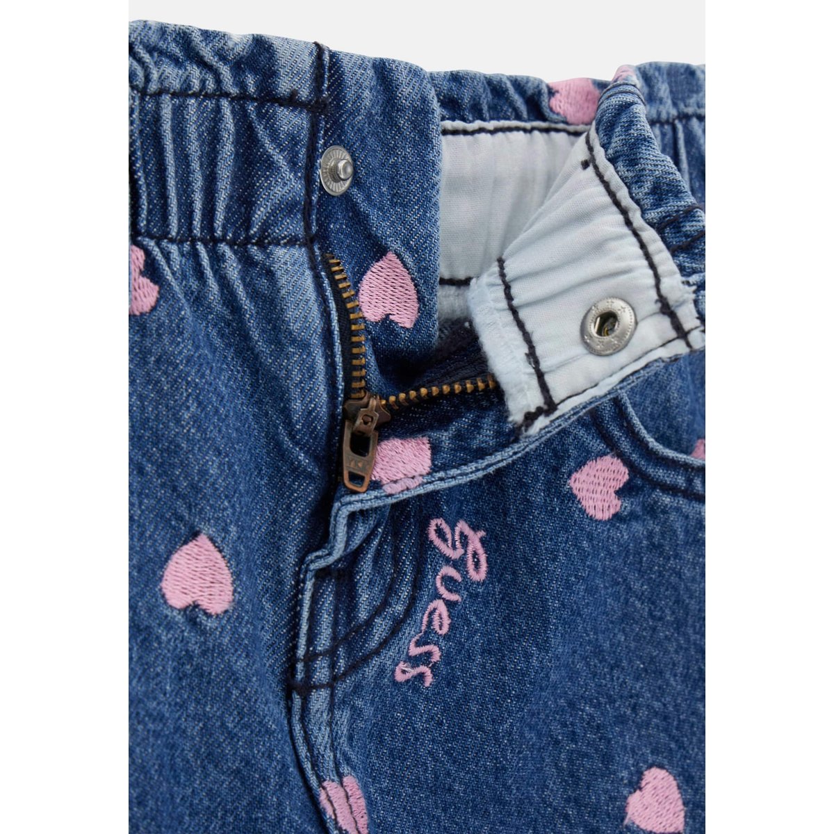 Jeans Brodés Mom Fit bleu, GUESS KIDS