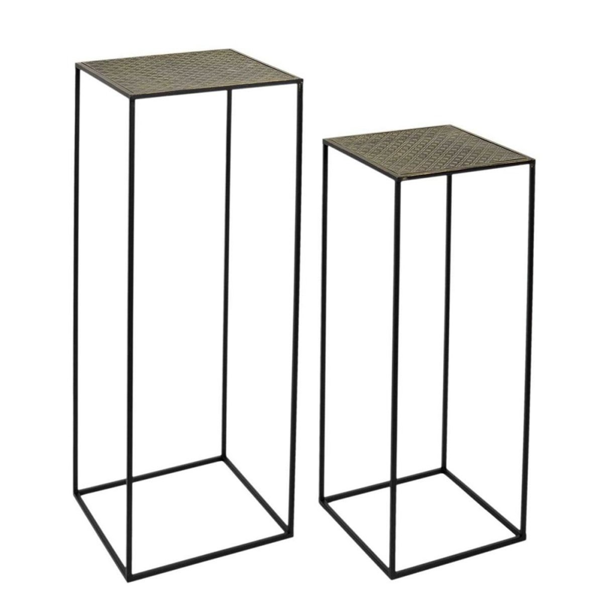 Lot de 2 sellettes gigognes métal martelé Mirage noir, DECORATIE