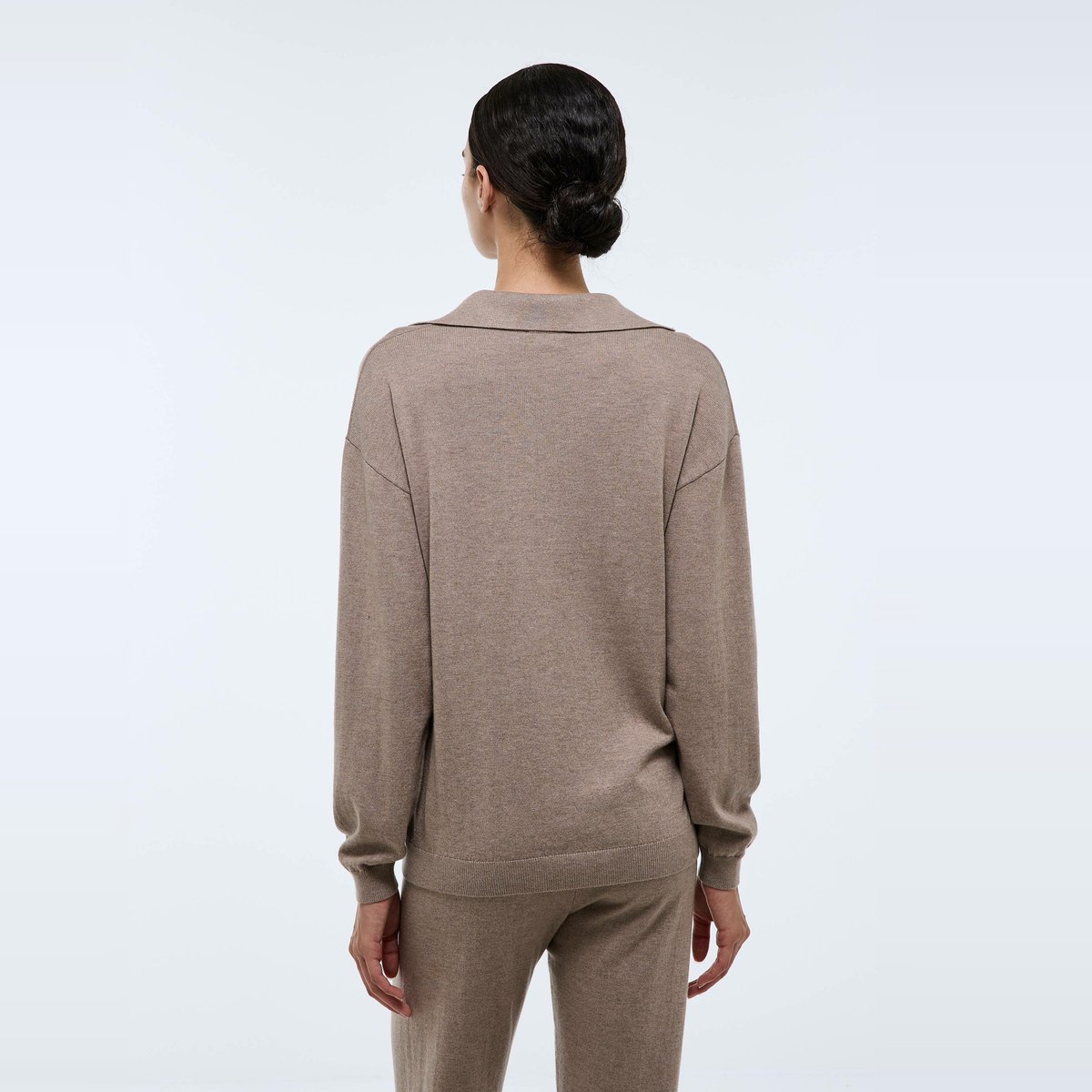 Pull uni à manches longues en maille légère cereale, MONOPRIX