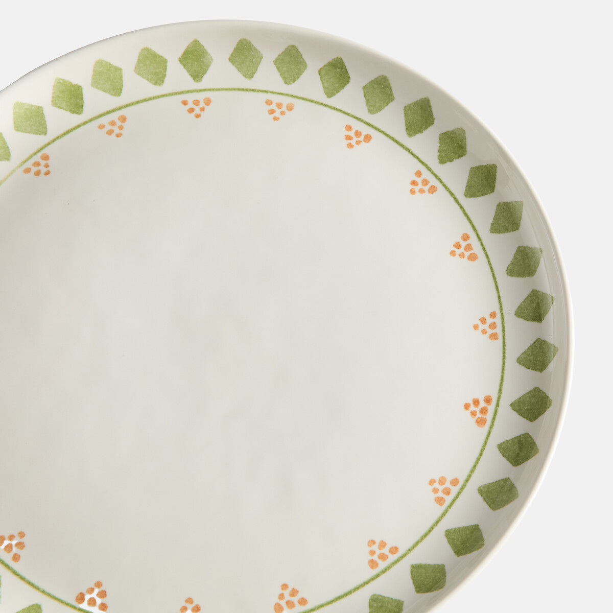 Set aus 4 flachen Tellern, aus Steingut, LIMAO palmendruck, LA REDOUTE INTERIEURS