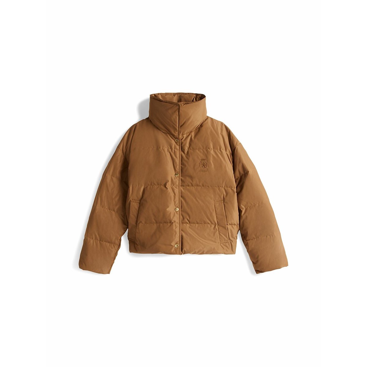 Short Padded Jacket with High Neck light brown, TOMMY HILFIGER