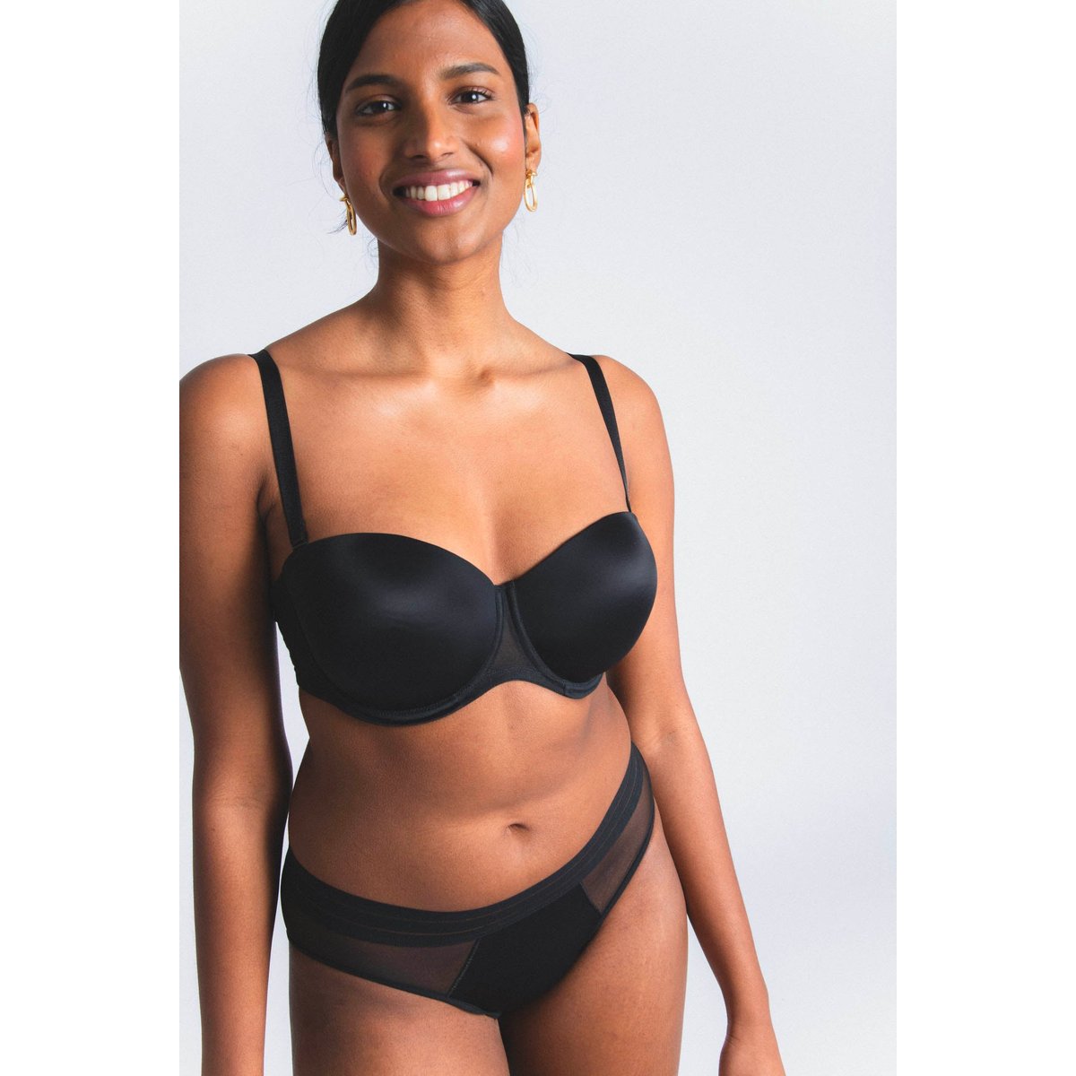 Soutien-gorge bandeau en microfibre et tulle NUFIT noir, MAISON LEJABY
