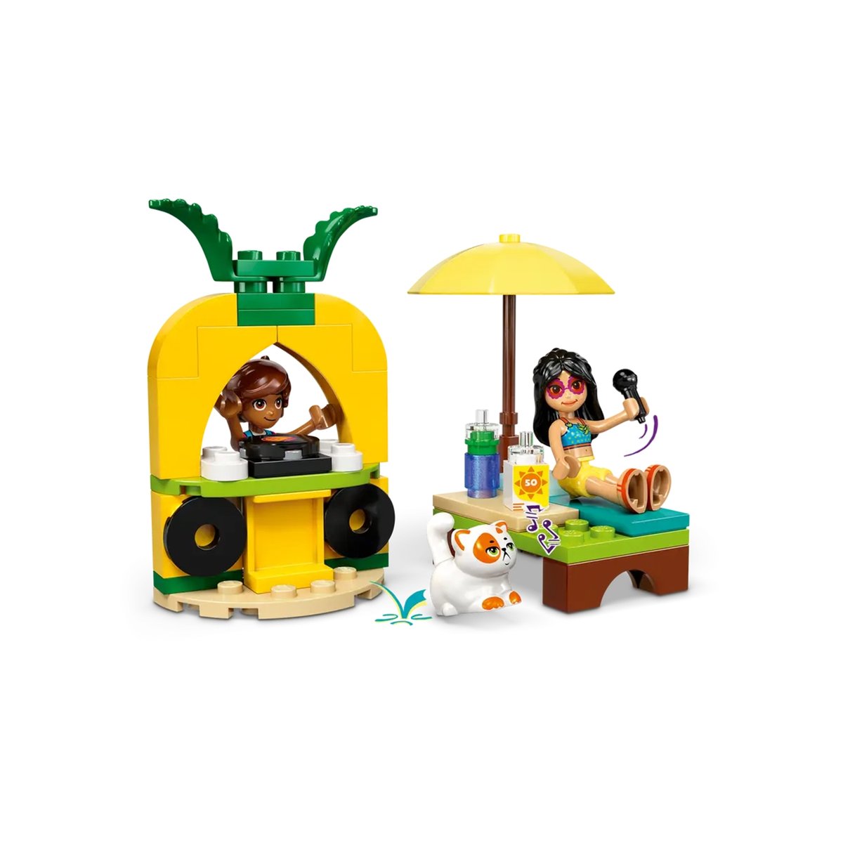 Fête dans la piscine avec les bouées licorne et flamant rose multicolore, LEGO