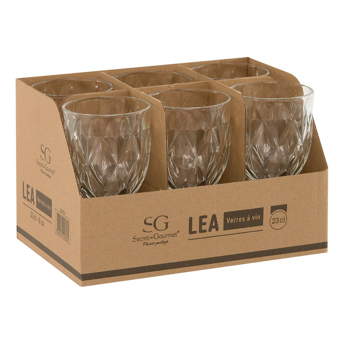 Lot de 6 verres à vin LEA transparent, ATMOSPHERA