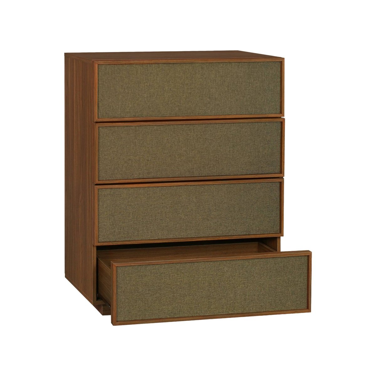 Commode de rangement décor bois et tissu 4 tiroirs KUBA naturel, SWEEEK