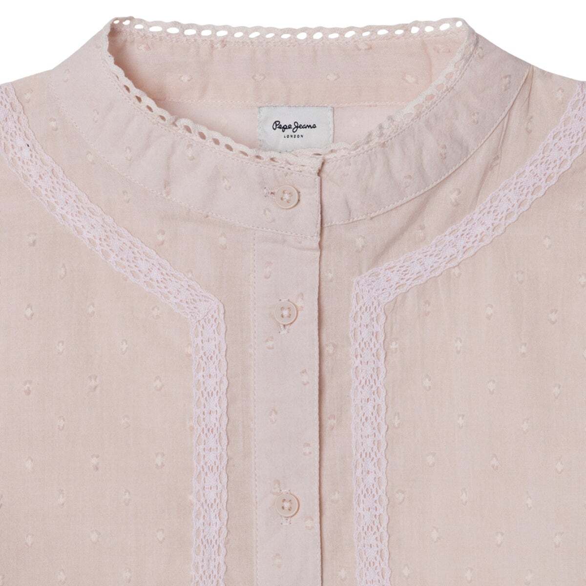 Blouse En Voile Avec Dentelles rose poudré, PEPE JEANS