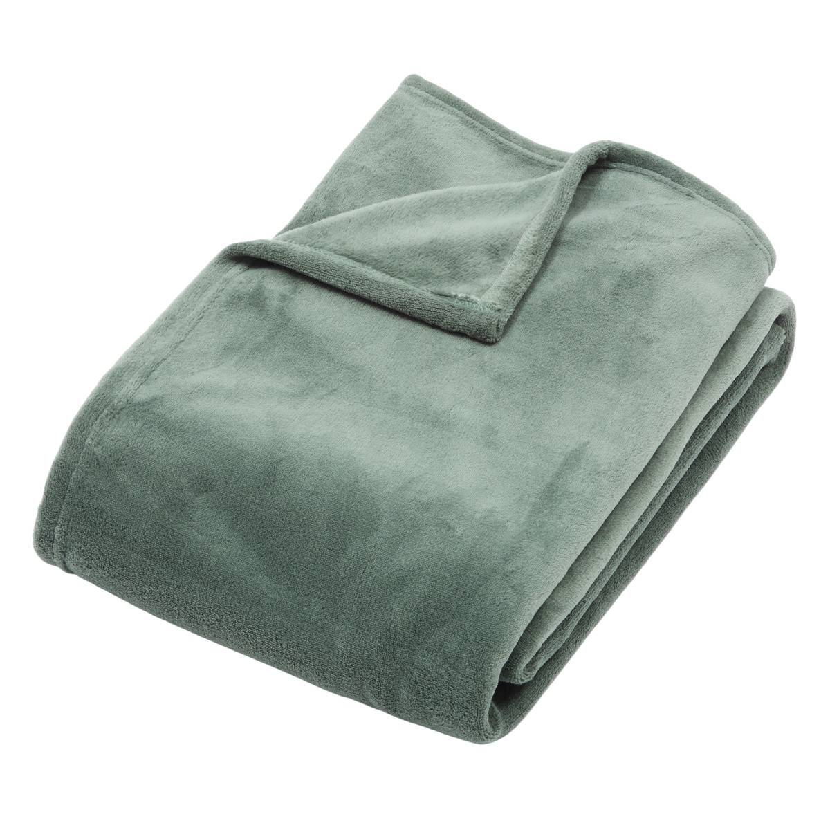 Coussin Plaid en microfibre KIESA vert tilleul, ATMOSPHERA