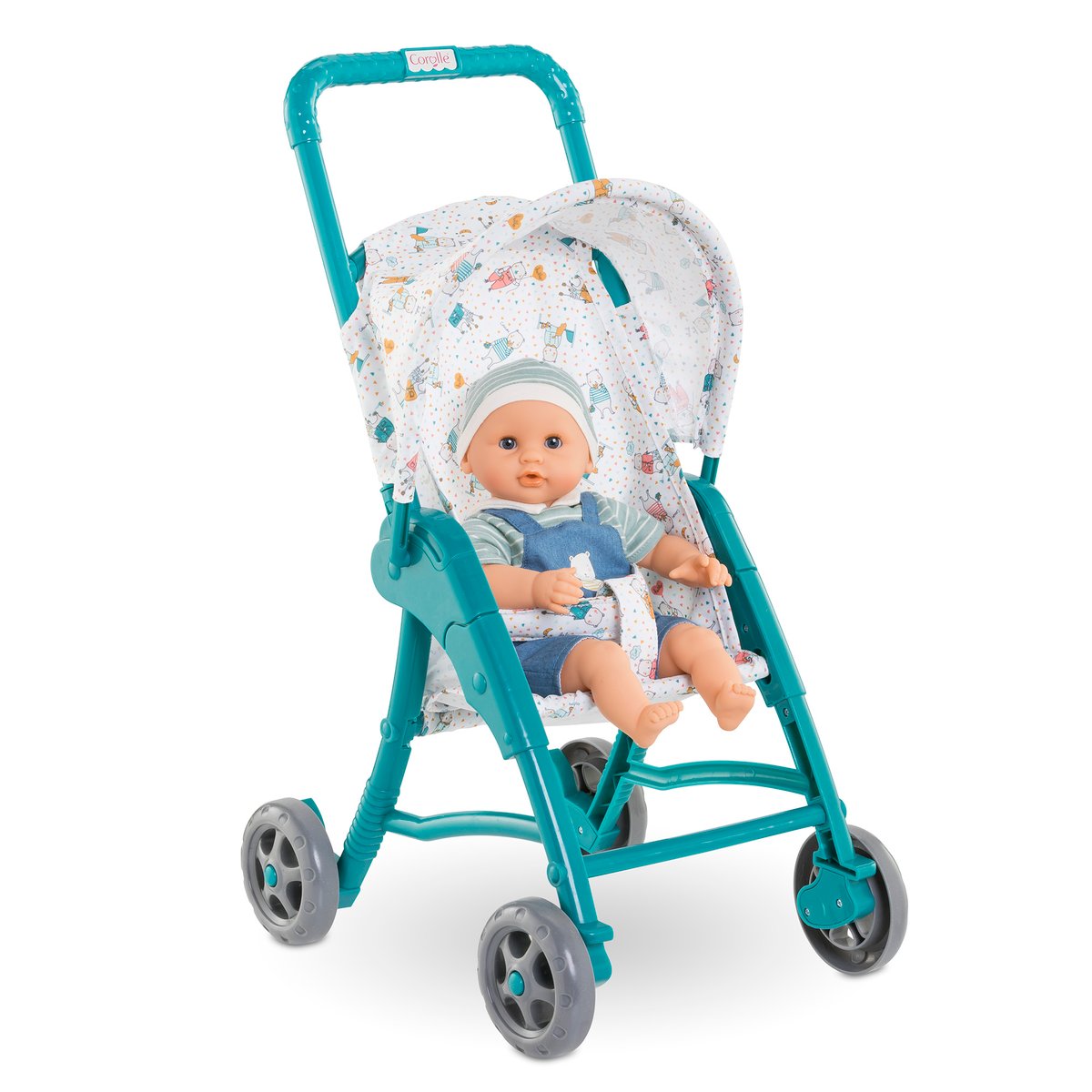 Poussette Oursons pour poupon 30 cm bleu, COROLLE