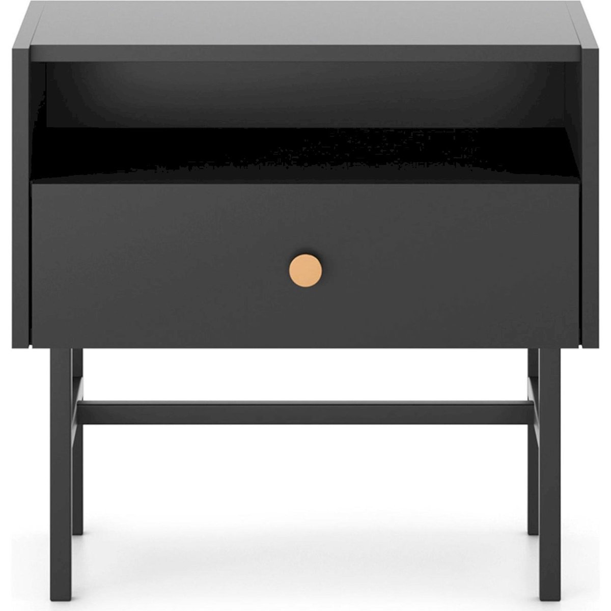 Table de chevet DIVENOS avec tiroir noir, RECOLLECTION