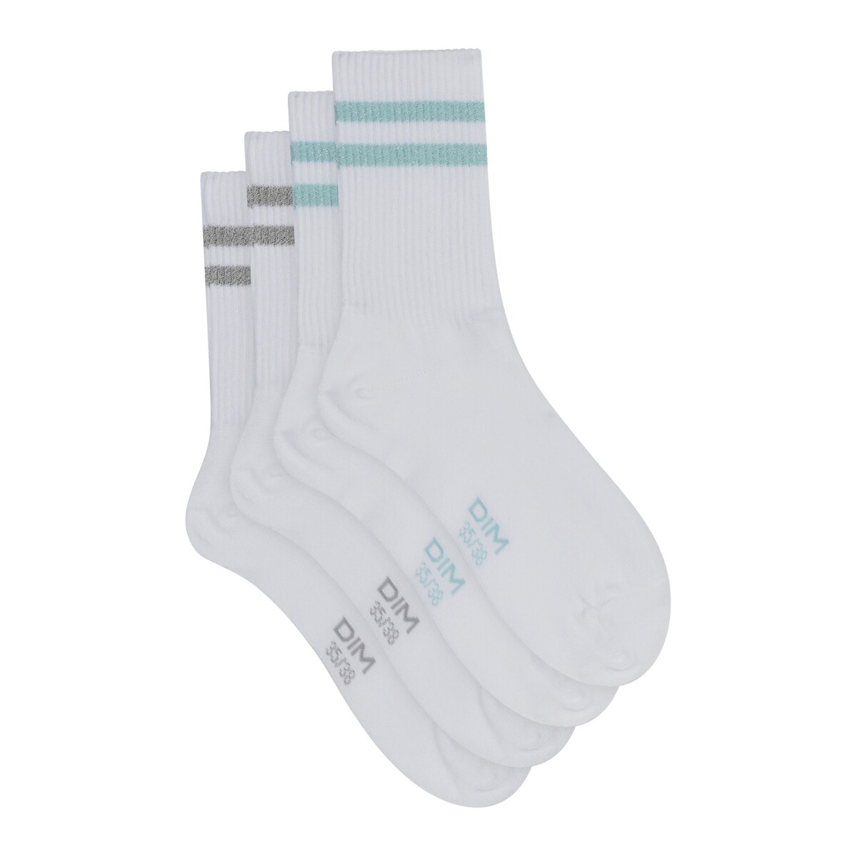 Lot de 2 paires de chaussettes CASUAL GLAM argent/bleu, DIM