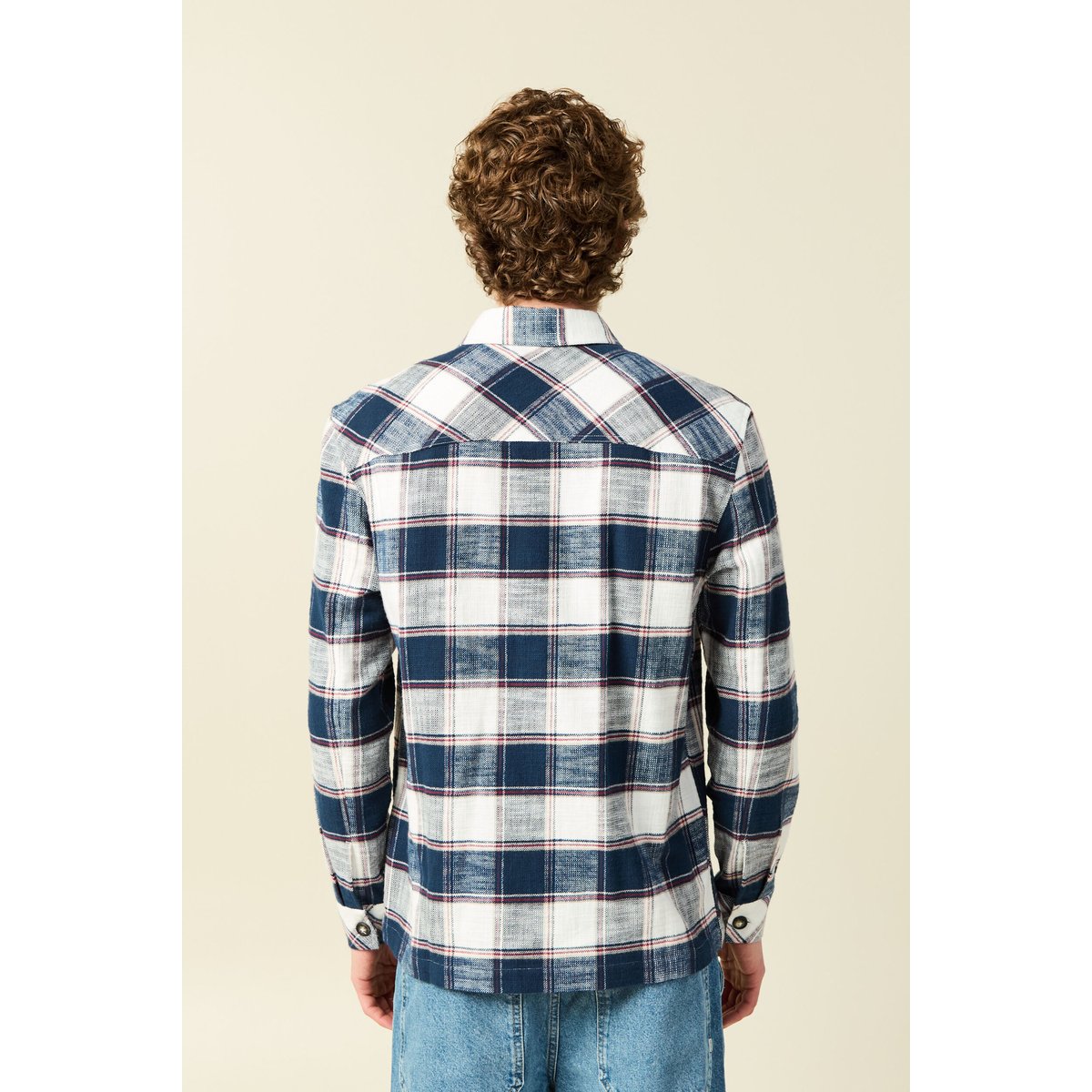 Surchemise en coton manches longues bleu marine, BONOBO