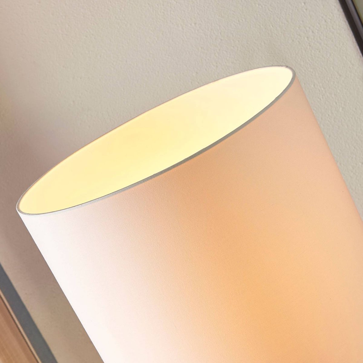 Lampadaire en textile jeunes, Parsa blanc, nickel satiné, LINDBY