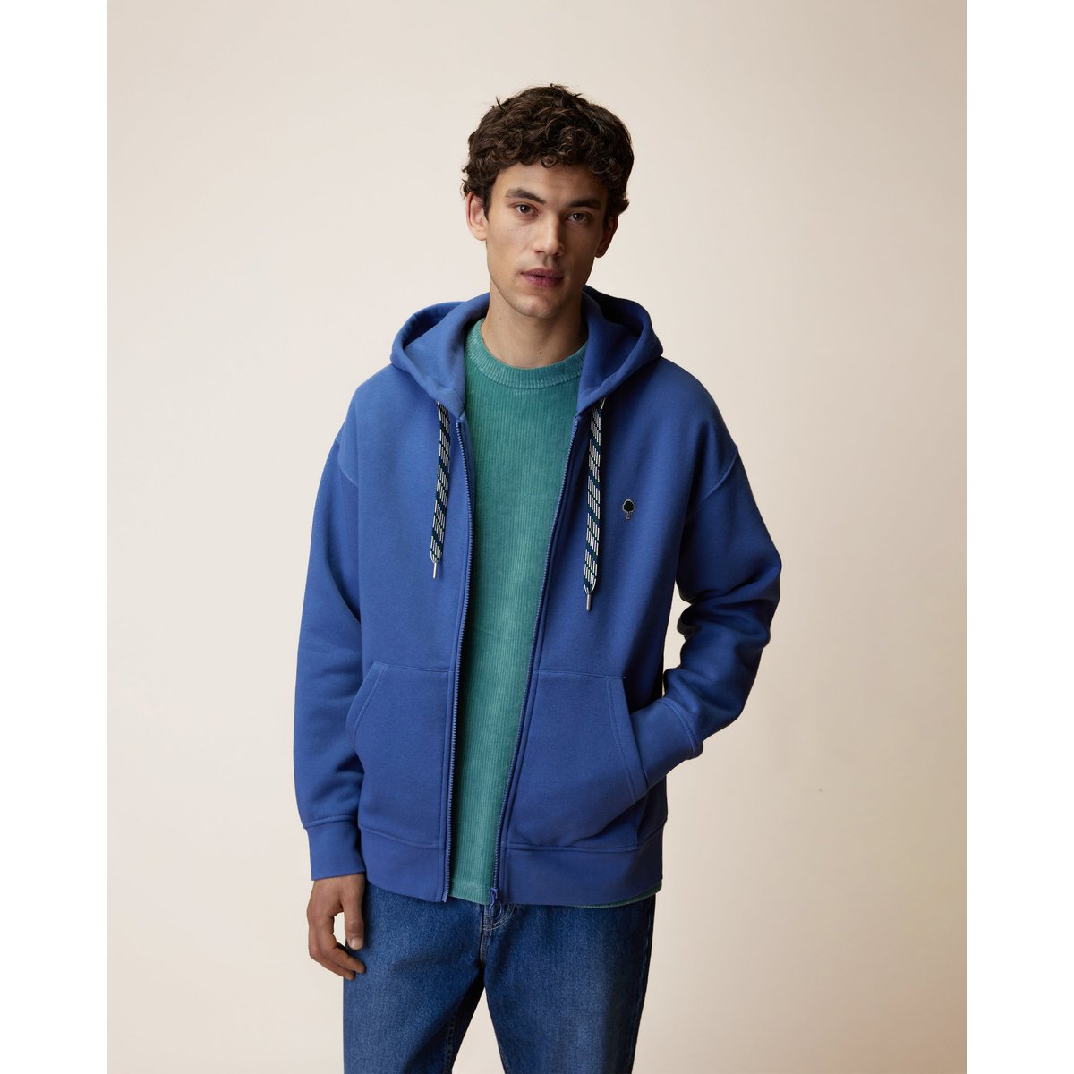 Sweat à capuche en molleton bleu, FAGUO
