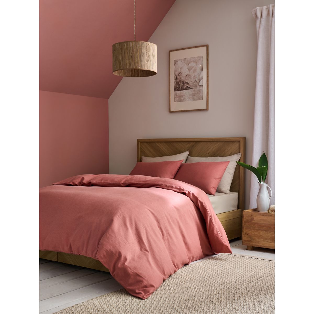 Housse de couette et taie d'oreiller brossées rose foncé, NEXT