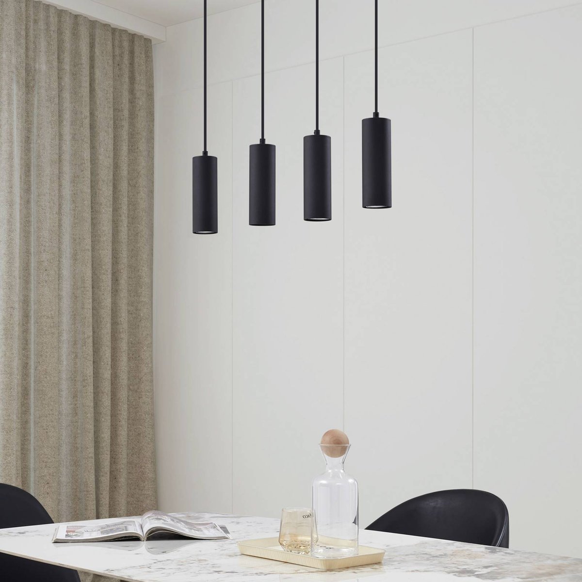 Suspension en métal moderne, Joffrey noir, LINDBY