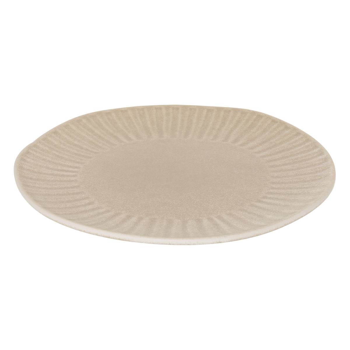 Lot de 4 assiettes dessert ronde en faïence NYERO beige, ATMOSPHERA