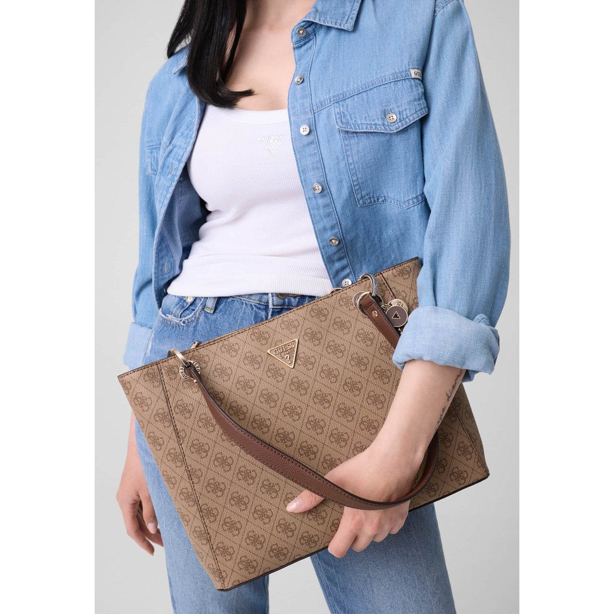 Sac D'épaule Noelle Logo 4G marron multi, GUESS
