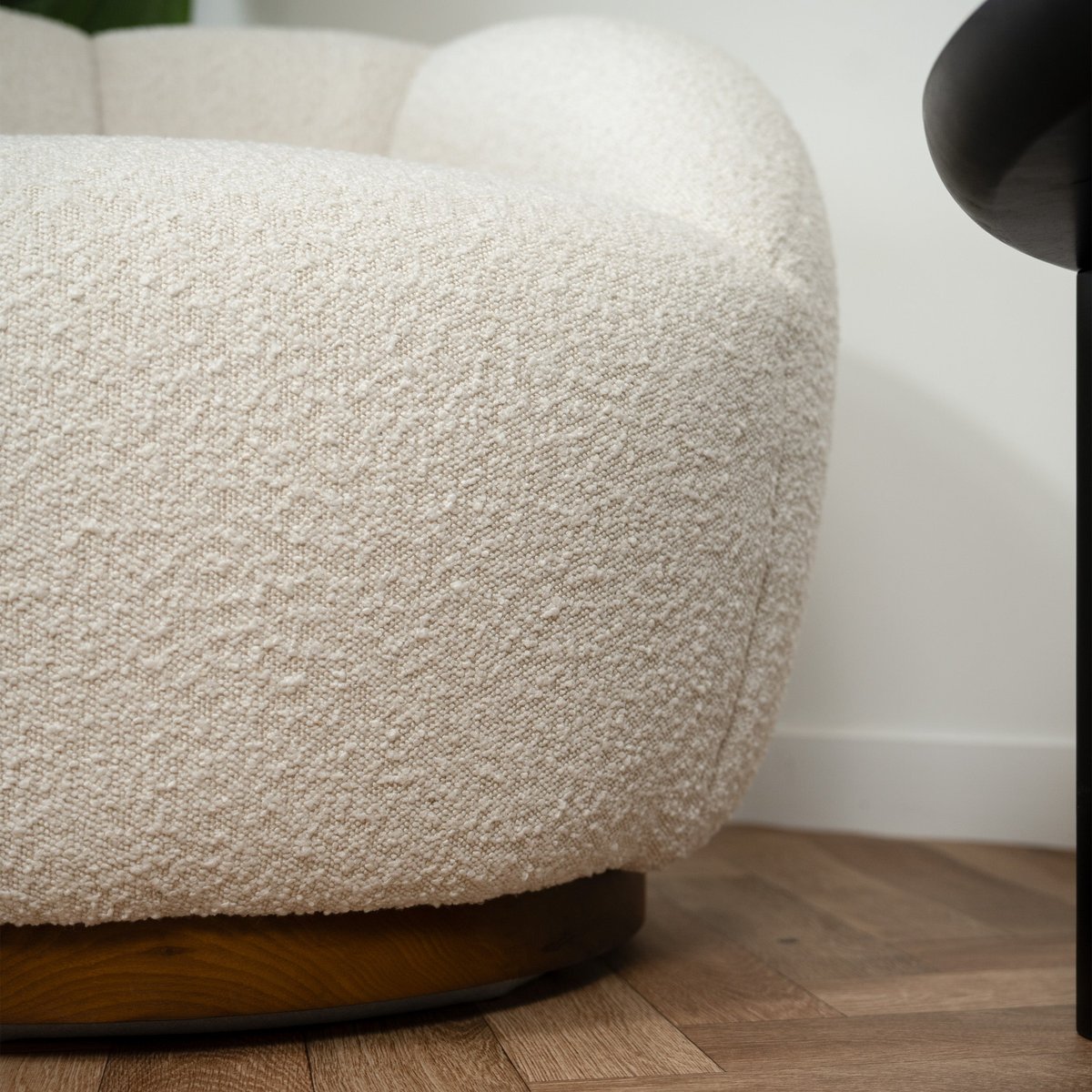Fauteuil pivotant en tissu bouclé - YSÉ blanc, MAISON PAVANE