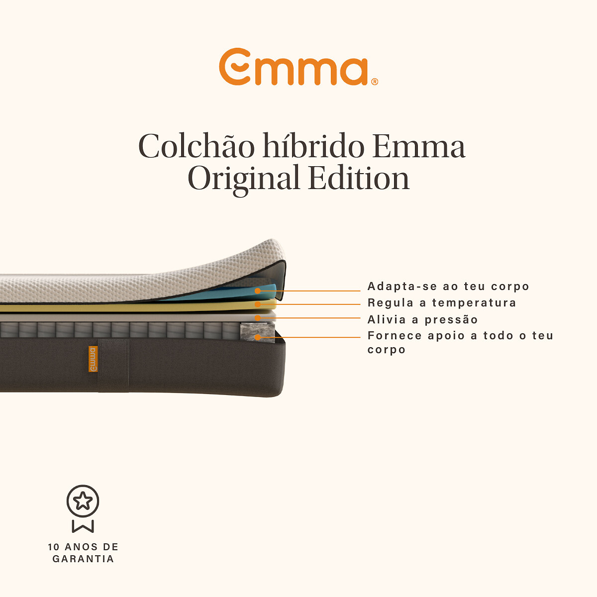 Colchão Original Hybrid, Emma branco, EMMA