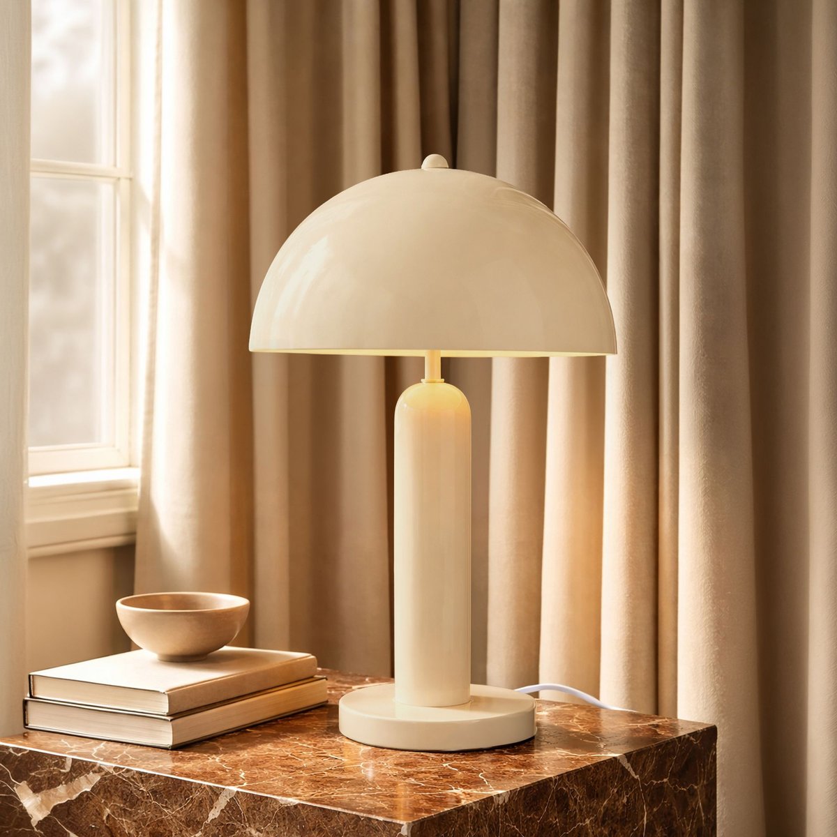 Lampe à poser en métal H46 cm, KYRA crème, NOW'S HOME