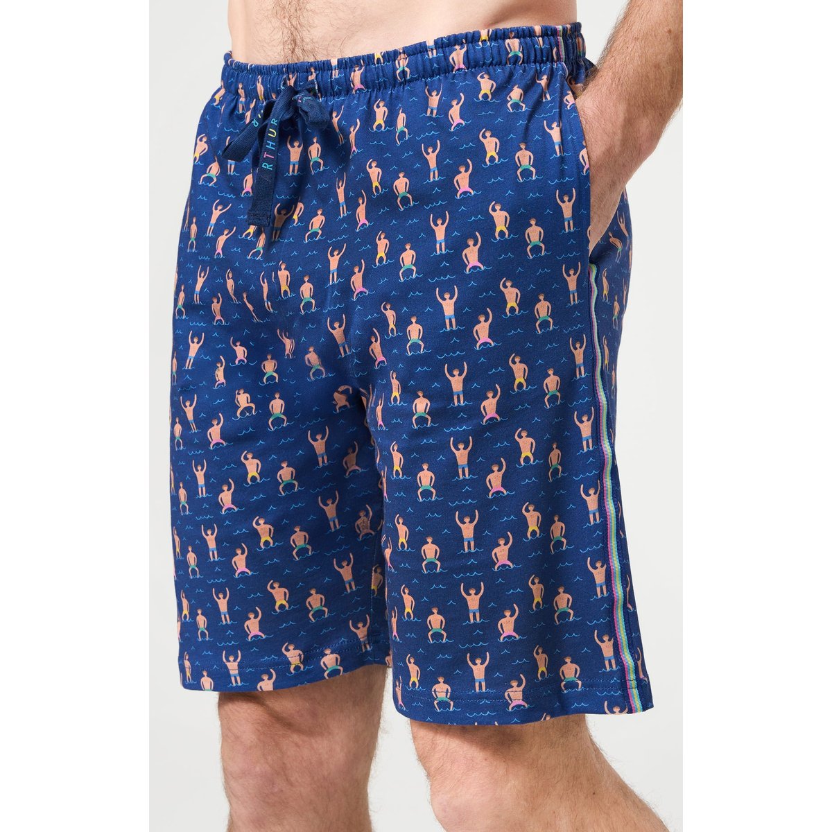 Pyjashort en coton imprimé Bain de minuit marine, ARTHUR