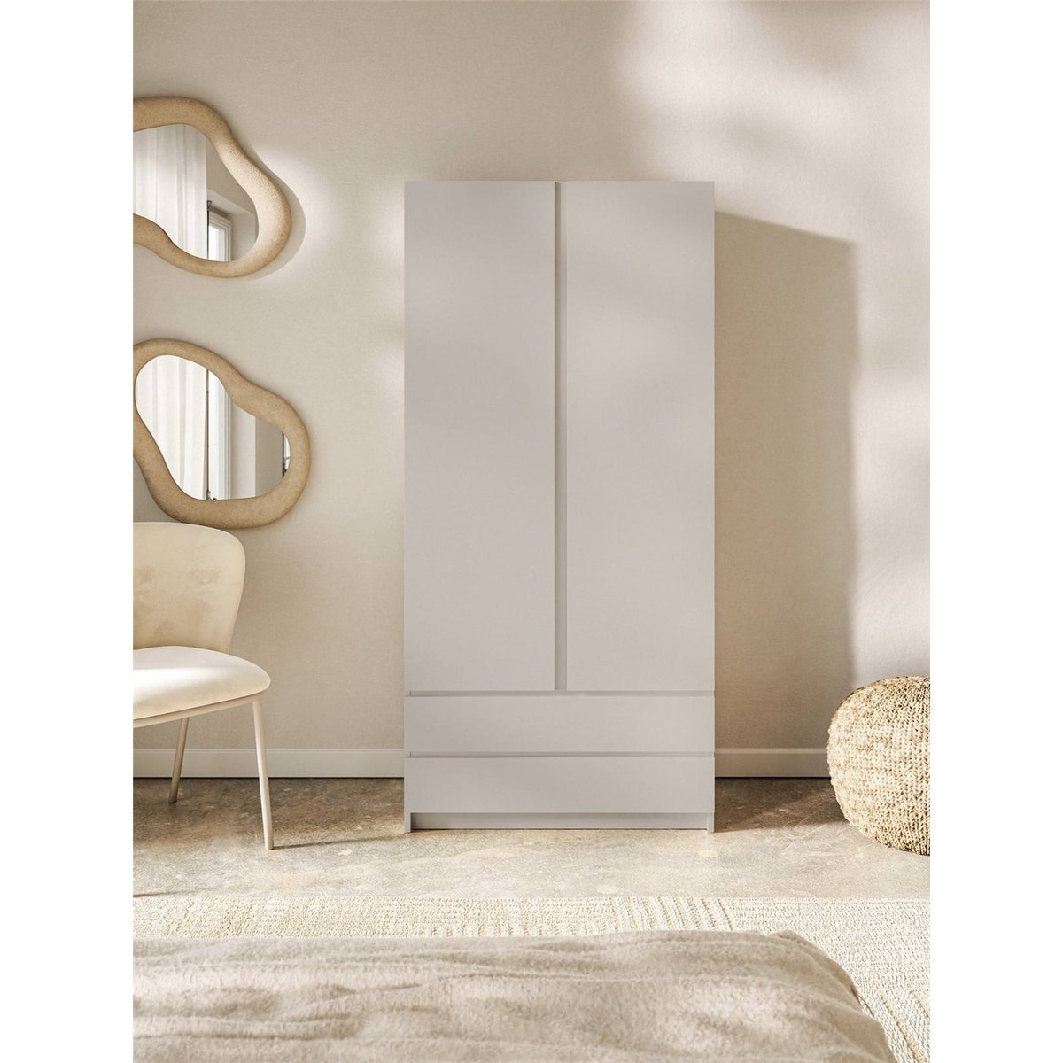Armoire 2 portes 2 tiroirs collection BEMMI cachemire, RECOLLECTION