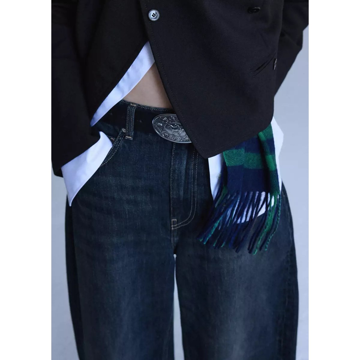 Jean balloon taille normale bleu foncé vintage, MANGO