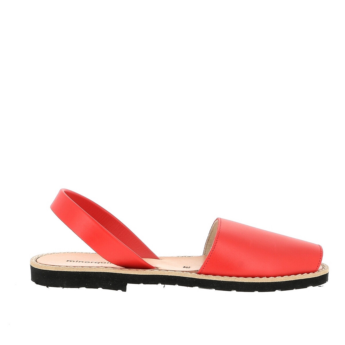 Sandales en cuir talon plat rouge, MINORQUINES