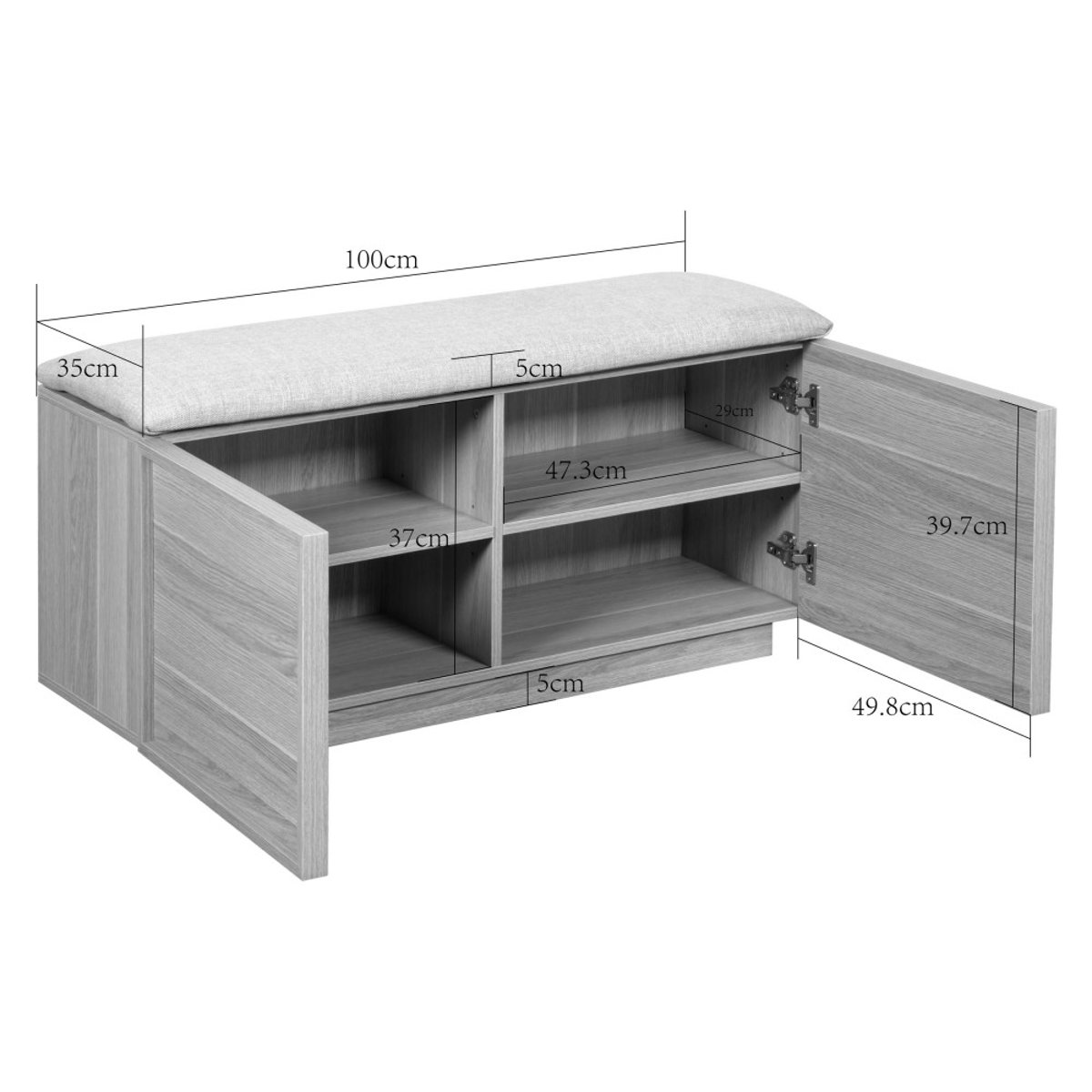 Banc d'entrée avec rangement à chaussures en bois L100cm- JOY bois clair, DRAWER