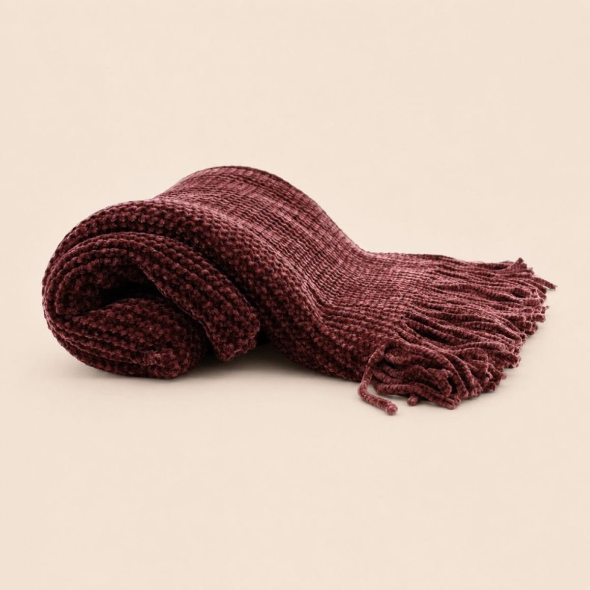 Plaid tissu chenille 130x150cm rouge, ORNAMI